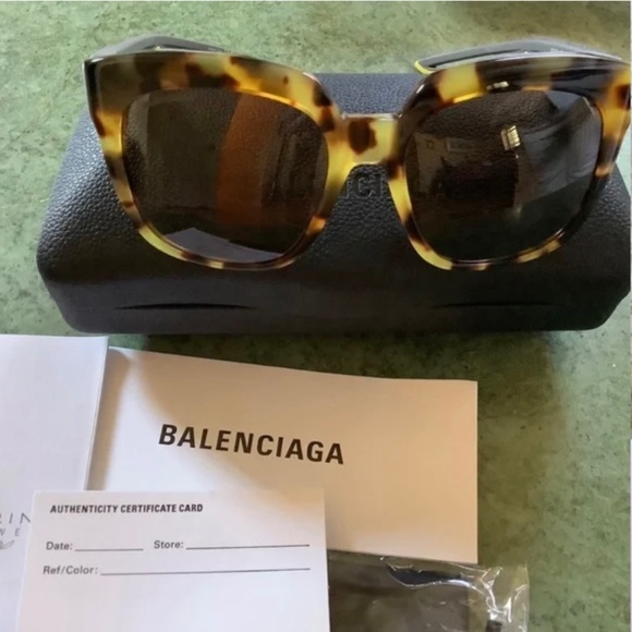 Balenciaga Sunglasses 55mm Havana Grey Brown Yellow Unisex - Picture 1 of 14